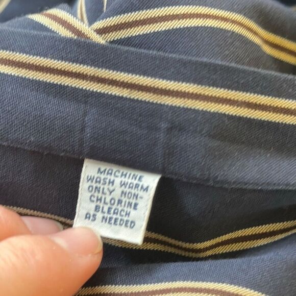 Vintage Ralph Lauren Crest Shield Shirt Mens XXL Blue Navy Gold Striped Blaire - Picture 7 of 7